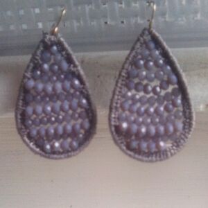 Purple Filigree Teardrop Earrings